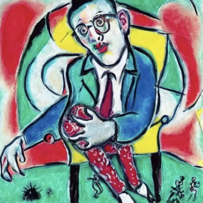 Bad Bunny in the style of Marc Chagall     7
